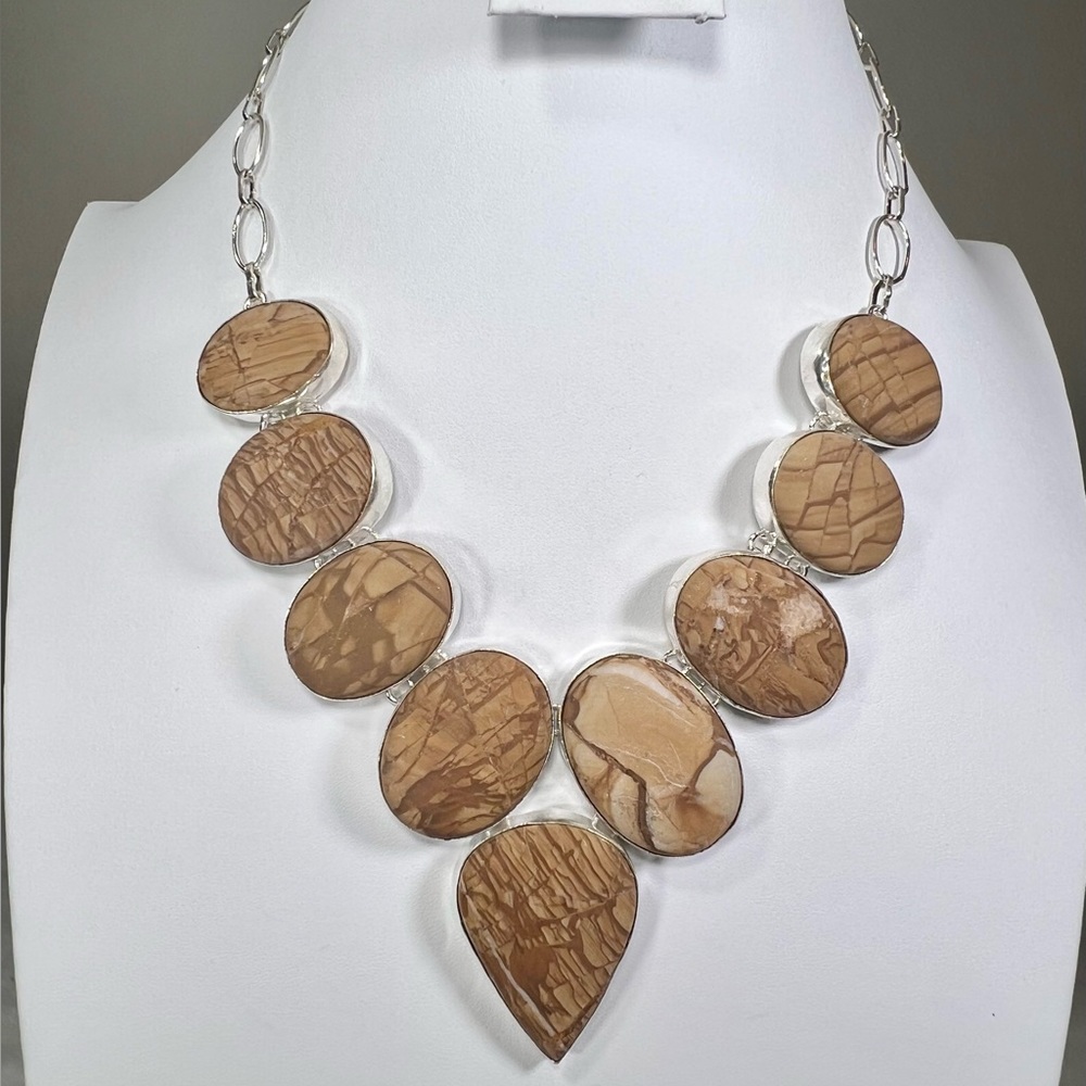 Rare “Wood Jasper” 925 Gemstone Necklace